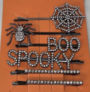 Piper‎ K Halloween Bling Rhinestone Hair Pins Set Spider Boo And Spooky
